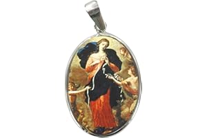 Ferrari & Arrighetti Medalla Virgen Desatanudos de Plata 925 y Porcelana - 3 cm