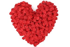 MUYAPAY 100Pcs Fleur Artificielle Tête de Rose, Rose Artificielle Capitules Fleur Artificielle en Mousse pour Mariage Mariée Bouquets,Saint Valentin Décorations (Rouge)