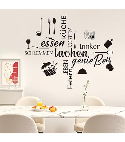 Klebesüchtig Wandtattoo „Guten Appetit“ 90x39 Cm Anthrazit | Selbstklebend, Für Tapete, Putz, Holz, Seidenmatt