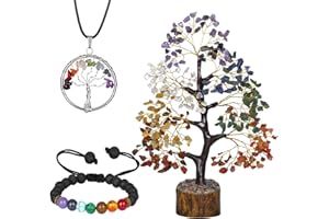NARIBABU Seven Chakra Tree - Chakra Crystal Tree - Spiritual Gifts For Men - Meditation Accessories - Crystals And Gemstones - Feng Shui Tree - Crystal Tree For Positive Energy - Wire Bonsai Tree