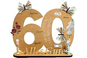 AOMAIGAD Libro de Visitas de Letrero de Madera ,2023 Tarjeta felicitacion 60 años Cumpleaños Regalos - Aniversario Bodas Regalos - de Madera Libro de Visitas- Cumpleaños Dinero Regalo Letrero de Madera (60)