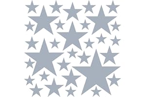 PREMYO 32 Estrellas Pegatinas Pared Infantil - Vinilos Decorativos Habitación Bebé Niños - Fácil de Poner Gris