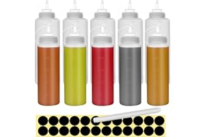 Happybase Lot de 10 bouteilles à condiments à presser avec couvercles à visser, 473,6 g, 947,2 g, multi-usages, bouteilles en plastique pour sauce, barbecue, peinture et huile d'olive