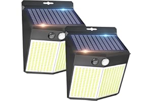 DELAVEEK Lot de 2 Lampe Solaire Exterieur, 288LED 3 Modes Applique Solaire avec Détecteur de Mouvement, IP65 Eclairage Solaire Exterieur, Lampe Mural Solaire Exterieur 6000K sans Fil pour Jardin, Patio, Garage