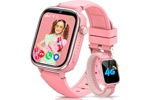 RUXINGX 4G Smartwatch Kinder, IP68 Wasserdicht Smartwatch mit GPS, SOS, Telefon, HD Videoanruf, Voice Chat, Schulmodus, Schrittzähler, Wecker, Schlafen, Kinderuhr für Mädchen und Jungen, Rosa