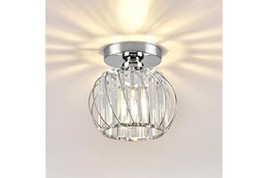 Hudi Fyier Chandelier Crystals Ceiling Lighting Fixtures, Chrome Modern Mini Ceiling Light, Small Semi Flush Mount Ceiling Light for Kitchen Hallway Dining Rooms Living Rooms Bar