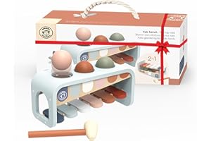 SPEEDY MONKEY Tap Tap Xylophone Bench - Wooden, Durable & Safe Baby Toys 6 to 12 Months, Montessori Toys for 1 Year Old - Toys for 2 Year Old Boy or Girl - Non-Toxic Paint, FSC Certified