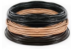 HOLDLEAF 30M x 2mm Lederschnur Lederband aus Echt Leder，Lederschnur Rund ，Lederband 2mm， Lederband Kette für Armband Ketten Schmuck DIY Handwerk （3 Farben ）