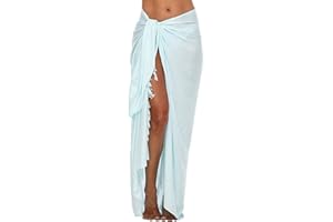 SHU-SHI - Sarong/paréo - pour femme - look de plage - à porter au-dessus du maillot de bain - taille unique - bleu aquatique