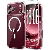 TAURI Magnetic Case for iPhone 18 Pro 6.3", Transparent | [Not Yellowing] with HD Screen Protectors, [15 FT Grade Protection]