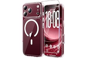 TAURI Magnetfodral för iPhone 18 Pro, transparent | Skärmskydd ingår, kompatibelt med MagSafe, heltäckande kameraskydd, smalt och anti-fall