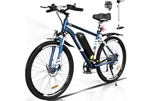 HITWAY Bicicletta Elettrica, Adulti Mountain Bike Elettrico, Bicicletta elettrica da, E-bike da pendolarismo con batteria rimovibile da 36V/12AH, 7 Velocità, 35-90km
