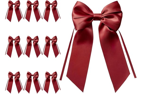 MORSUNBELA 10 Stycken Rosetter Dekoration Julgran Bröllop Presentrosett Stor Krans Rosett för Present Födelsedag Jul Adventskrans