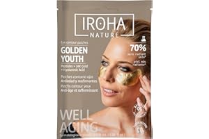 IROHA NATURE - Patch Occhi Foil Divine 2 unità | Extra Illuminanti con Platino, Collagene e Acido Ialuronico | Patch Contorno Occhi con Oro 24K | Risultati in 15 Minuti | Maggiore Compattezza