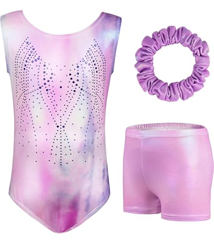 Kinderen Pailletten Gymnastiek Turnpakjes met Shorts Danskleding Sets voor Yoga Sport Atletische Biketard Jumpsuit Meisjes Ballet Dans Outfits | NL