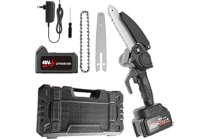 Cunsieun Mini Chainsaw 8inch Cordless, 21V/1A Powered Chain Saw for Branch Pruning, Portable Electric Handheld Small Chainsaw w/Security Lock, for Wood Cutting Tree Trimming (Black) (8 inches)