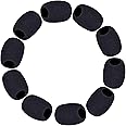 Lapel Microphone Windscreen, Headset Windscreen 10 Pack Mic Foam Covers Lavalier Microphone Windscreen for Variety of Headset Microphone, Tough Sponge Material, Microphone Noise Reduction, Black