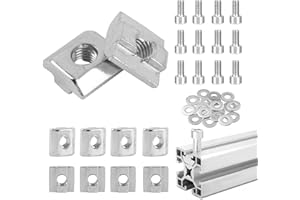YUECHENGGUI 15 Stück Schiebemuttern Aluprofil T Nut Schiene 4040 Nutenstein Edelstahl Nutmuttern mit M8 Schrauben Gleitmutter für Aluschiene C Aluminiumprofil-Extrusionsschlitz Standard-40-Serie