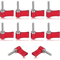 SPEEDWOX Lot De 10 Boutons Rotatifs Filetés M4 17 Mm, Vis à Levier Réglable, Vis à Pouce Avec Ailette, Alliage D'aluminium Rouge Pour équipement