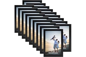 EYMPEU Bilderrahmen 10x15 CM 18er-Set, für Wand und Tisch, geeignet für den Einsatz in Büros und Wohnungen, Schwarz