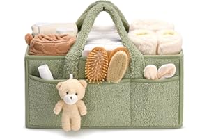 Flanliy Panier Rangement BéBé, Portable Panier De Rangement Bebe, Langer Feutre Bebe, Compartiment Amovible, Parfait Pour Les Essentiels Du Nouveau-Né, Le Changement Des Couches (A)