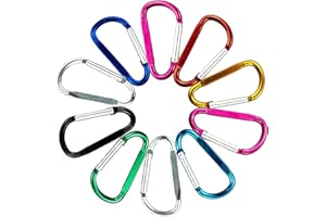 HXMJIED 10 Moschettoni Multicolore in Alluminio con Anello a D - Ganci a Scatto con Bloccaggio per Arrampicata, Casa, Campeggio, Pesca, Escursionismo