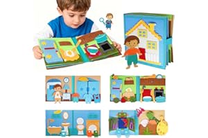 AYSOW Libro Sensoriale Montessori,Libro in feltro 3D per Bambini 1-6 Anni,Gioco Educativo per Sviluppare Fantasia e Manualità,Ideale per Viaggi e Regali (BOYS)