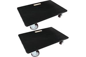 PROREGAL Mega Deal 2X Profi Chariot à roulettes avec 4 roulettes | HxLxP 15x40x60 cm | Capacité de Charge 500kg | Panneau de contreplaqué avec revêtement en Caoutchouc | Noir