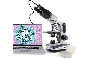 Swift Microscope SW350B-EP3-5PBC 40X-2500X, microscopio profesional para adultos, cabeza binocular Siedentopf, microscopio de laboratorio compuesto con cámara USB de 3 MP, diapositivas（ENCHUFE UK）
