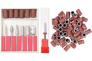 ANRUI Juego de brocas profesionales para uñas y bandas de lijado, brocas eléctricas para máquina de taladro de uñas para uñas acrílicas con 6 brocas, 1 broca de cerámica y