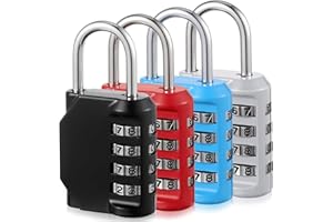 TLIDFGEO 4 Packungen 4 Stelliges Zahlenschloss VorhäNgeschloss mit Zahlencode, Zahlenschloss Outdoor, SchlöSser mit Zahlencode,VorhäNgeschloss 4 SchlüSsel Schloss mit Zahlencode Outdoor Zahlenschloss 4 Stellig