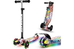 CUTEMELO Patinete Niños con 3 Ruedas LED para Niño y Niña de 3 a 12 Años Scooter Infantil Manillar de Altura Ajustable de 68 a 79 cm