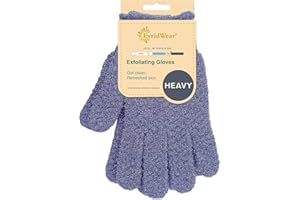 EvridWear Exfoliating Dual Texture Bath Gloves for Shower, Spa, Massage and Body Scrubs, Dead Skin Cell Remover, Gloves with hanging loop (1 Pair Heavy Glove)