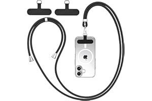 Yisica Cordon para Movil Universal con 2 Parches Duraderos, Más Largo del Teléfono Móvil, Ajustable y Desmontable, Compatible con la Mayoría de los Estuches Telefónicos