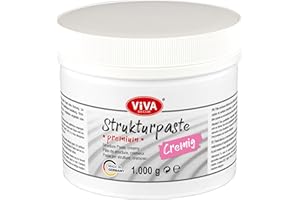 Viva Decor Pasta texturizada Premium cremosa (1000 g, blanco) mate, resistente a los golpes, de calidad artística, teñible, a base de agua para una textura de superficie en relieve