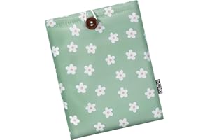 MoKo 6-7" Pagnière à Manches rembourrées de Marguerite brodées pour Kindle Colorsoft,Kindle Paperwhite 12th Gen 2024, Kindle 2022-2016, Kindle Pouch for Oasis/Voyage/Kobo eReader, Fleur Verte