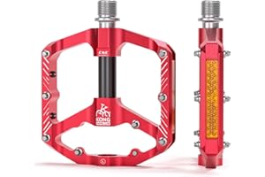 Kadacha Pédales de vélo avec Bandes réfléchissantes, 3 roulements scellés, Plates-Formes de vélo en Aluminium CNC antidérapantes, pédales 9/16 Pouces pour vélo de Route, VTT, vélo électrique.