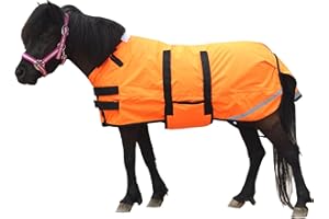 Leberna Foal & Mini Horse Winter Rug – 300D Breathable Miniature Weanling Donkey Horse Blanket with Bellyband(150g Fill) (Orange, Medium(3'0"-3'6"))