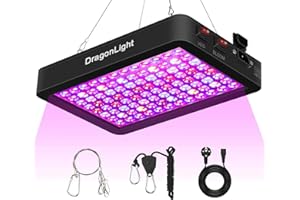 DragonLight BW1000 Plant Lamp LED Full Spectrum with UV IR, Double Chips LED Grow Lamp with 3 Metre Cable for Greenhouse and Indoor Plants Vegetables and Flower Growing [Black]