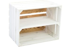 ‎KISTENKOLLI ALTES LAND Kistenkolli Altes Land Solid Shoe/Book/Fruit Box/Wine Box/Dimensions Approx. 50 x 40 x 31 cm/Old Landxxx/Wine Crate/Wooden Box/Decorative Box Weiss Geflammter Rücken Längs Weiss