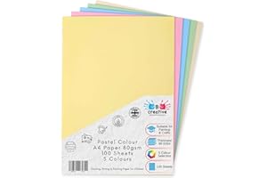 BE CREATIVE A4 Pastel Paper Assorted Colors 100 Sheets (80gsm)