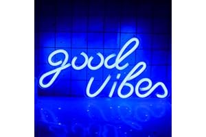 WANXING Luz de neon azul Good Vibes,Good Vibes Words Letrero de neón, Letreros de neón LED para decoración de pared, Letreros de 7.9 "* 15.9" para sala de juegos Sala de juegos Oficina Café Tienda Club Supply