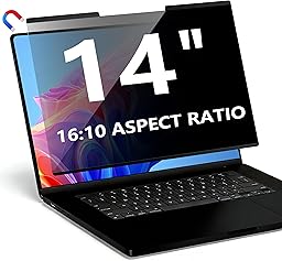 Magnetic Laptop Privacy Screen 14 Inch 16:10, Removable Computer Privacy Filter Shield and Anti Glare Blue Light Screen Protector, Compatible with HP Dell Acer Asus Samsung Lenovo ThinkPad