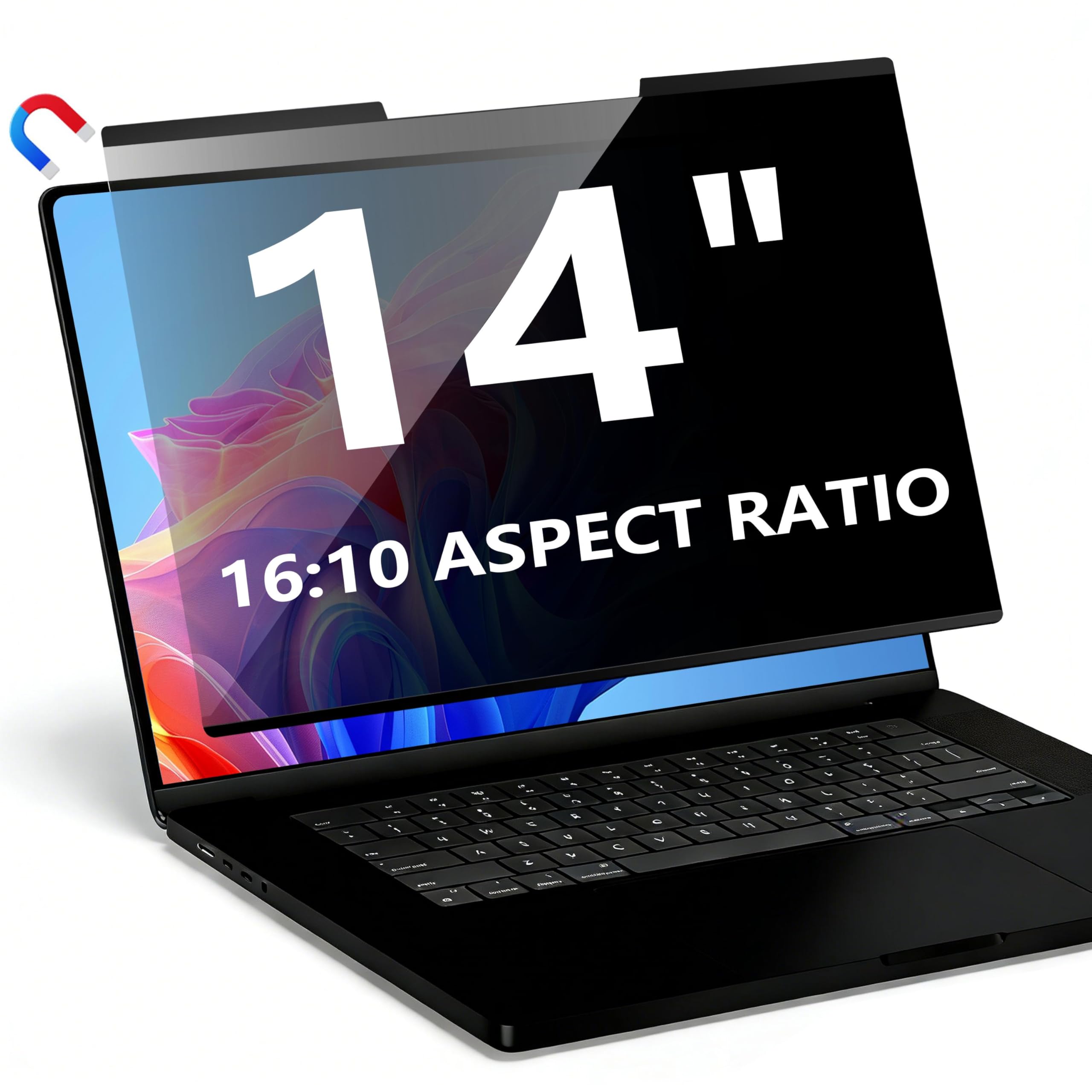 Magnetischer Laptop Blickschutzfolie 14 Zoll 16:10, Abnehmbarer Laptop Sichtschutzfilter und Blendfreier Blaulicht Sichtschutzfolie, Kompatibel mit HP Dell Acer Asus Samsung Lenovo ThinkPad - 1