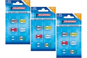 KFZ-AUTOTEILE EXPRESS LED-Status Mini KFZ Auto Sicherungen Flachsicherungen, TFNL0, Set, 3A 5A 7,5A 10A 15A 20A 25A 30A, Stromstärke:Set 36 Verschiedene