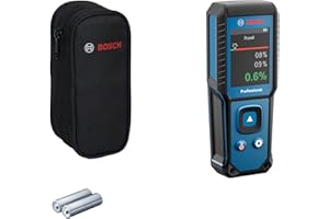 Medidor de humedad GMM 1-15 de Bosch Professional sin clavijas (no invasivo, mide 37 tipos de madera y 10 materiales de construcción, clasificación IP65, 2 pilas AA, bolsa)