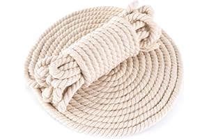 NASHRIO Filato di cotone naturale macramè, 10 mm x 16 m, spesso, utilizzato per tende, sdraio, maglieria fai da te, giardini e animali domestici, corda di cotone spessa, semplice e di grandi dimensioni