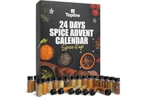Topline Spice Advent Calendar 2025-24 Seasoning Mixed Herbs and Spices Advent Calendar for Chefs, Foodies, Men & Women – 24 Jars of Herbs Culinary Christmas Hamper Gift - Xmas Countdown Present