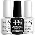 THR3E STROKES Gel Top Coat Base Coat Maatte Coat for Gel Nail Polish, 3 Pcs 15 ml No Wipe Matte & Shiny Top Coat, Long Lasting High Gloss and Matte Effects DIY at Home (MACHIN SE SUKHENGI , UV LIGHT REQUIRED)(top,base,matt)