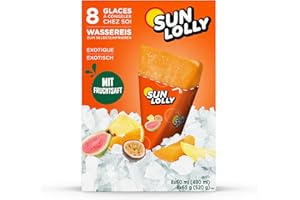 Sun Lolly Exotic Water Ice Cream Pack of 8 | With Fruit Juice | For Self-Freezing | No Artificial Flavours | Free from Sweeteners | Lactose Free | Gluten Free | 8 x 60 ml